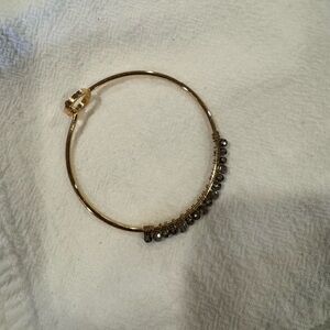 Gold Beaded Charm Bangle Bracelet - Women Jewelry